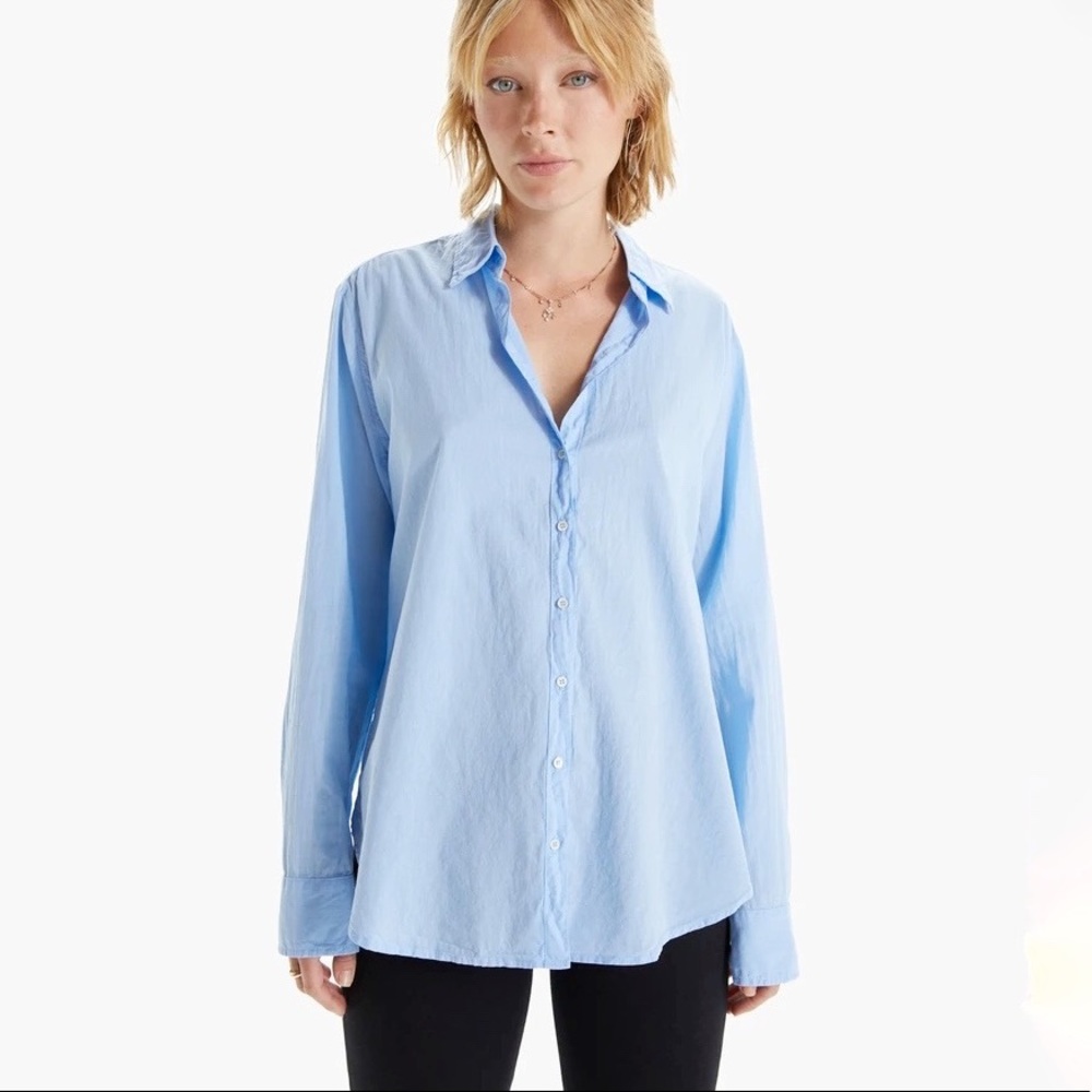 Xirena Beau Button Front Shirt Blue Size Small Menswear Classic